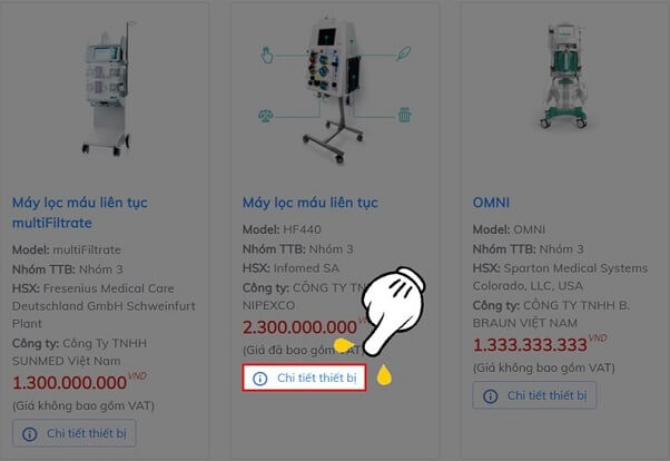 Bạn có thể xem thông tin chi tiết của thiết bị