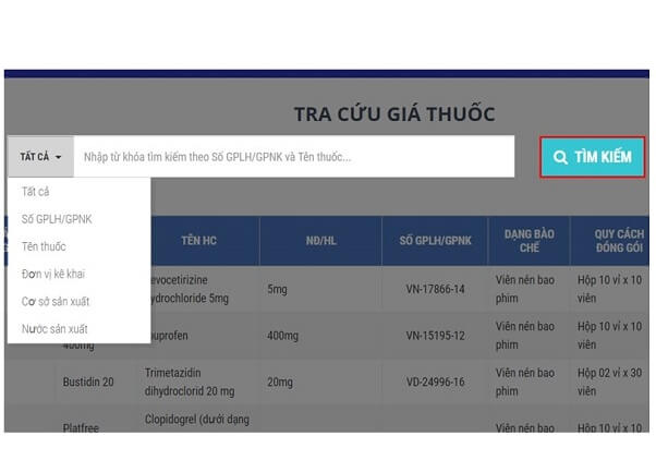 Nhập từ khóa và tìm kiếm